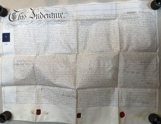 Item #H21817 1839 vellum indenture, transfer of mortgage security on lands in Axmouth, Devon....
