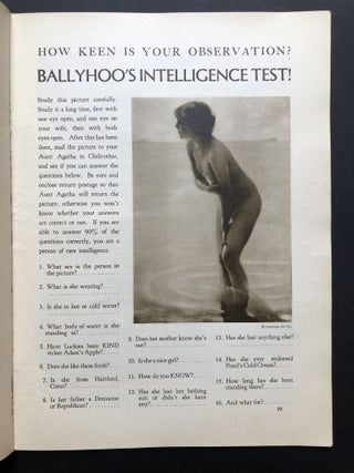 12 early issues of Ballyhoo Magazine, October & December 1931, January, February, April, May, June, July, August & October, 1932; December 1933, January 1934
