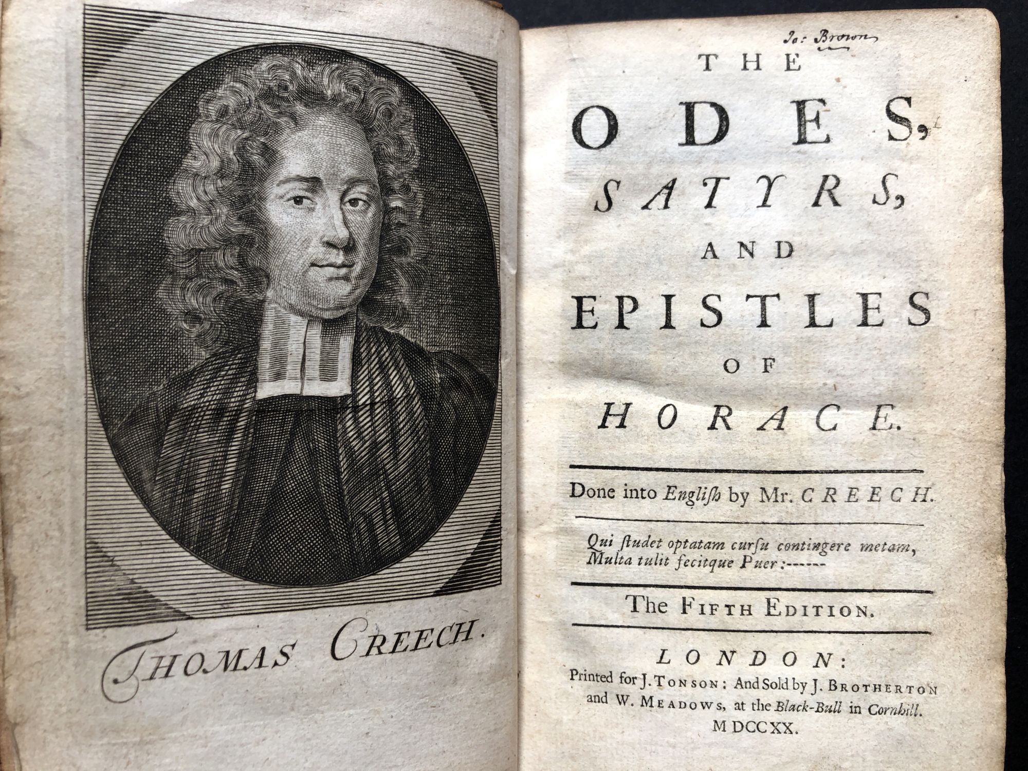 1720 Odes, Satyrs, & Epistles of Horace, Done into English by Mr