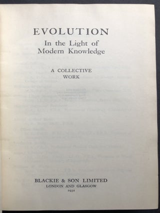 Evolution in the Light of Modern Knowledge, a Collective Work