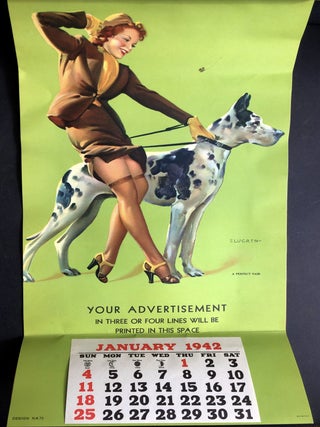 The National Line "Imperial" Hanger Calendars for 1942 with 4 sample pages including "A Perfect Pair" by Elvgren