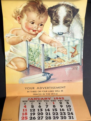 The National Line "Imperial" Hanger Calendars for 1942 with 4 sample pages including "A Perfect Pair" by Elvgren