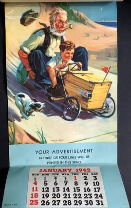 The National Line "Imperial" Hanger Calendars for 1942 with 4 sample pages including "A Perfect Pair" by Elvgren
