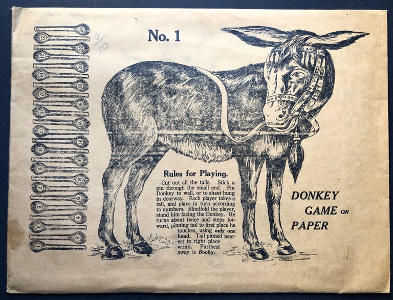 Item #H22127 1920s Donkey Game on Paper in original printed envelope with 21 x 28 chromolithograph poster