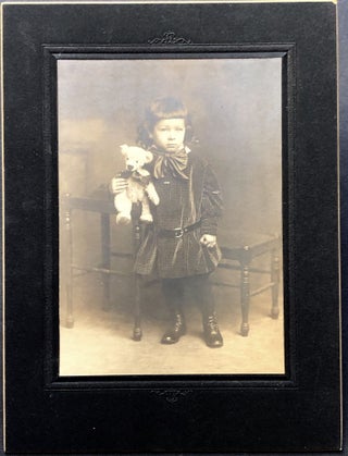 Item #H22129 Charming 1910s photograph portrait of young girl with her Teddy Bear