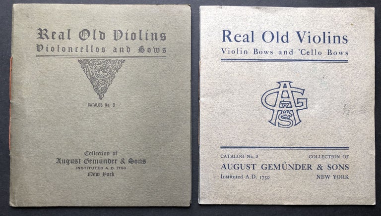 Item #H22271 2 ca. 1910s catalogs: Real Old Violins, Violin Bows and 'Cello Bows. August Gemünder, Sons.
