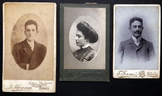 Item #H22594 Carte de visite photos of two Ukrainian men and a woman, Vinnytsya, ca. 1880