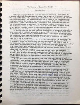 A History of Geographic Thought (A Preliminary Inquiry) - inscribed copy
