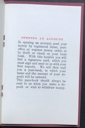 Small booklet: Banking by Mail, ca. 1900