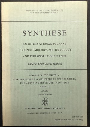 Item #H22808 Synthese, Vol. 56 no. 3, September 1983: Part II of Wittgenstein Conference at the...