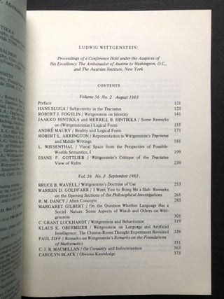 Synthese, Vol. 56 no. 3, September 1983: Part II of Wittgenstein Conference at the Austrian Institute, New York