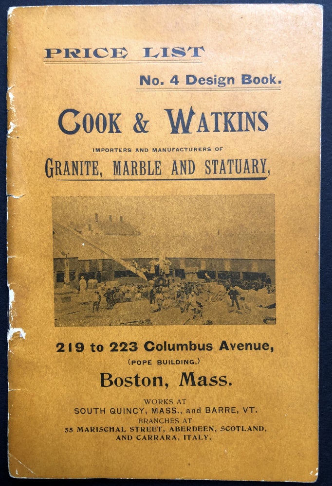 Item #H23057 1880s Price List No. 4 Design Book, Granite, Italian Marble Statuary, Monuments. Cook, Boston Watkins.