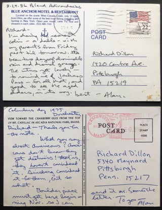 File of 16 letters & postcards, etc., 1973-1992 from Davies to fellow poet Richard Dillon