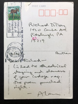 File of 16 letters & postcards, etc., 1973-1992 from Davies to fellow poet Richard Dillon