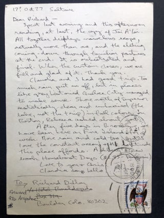 File of 16 letters & postcards, etc., 1973-1992 from Davies to fellow poet Richard Dillon