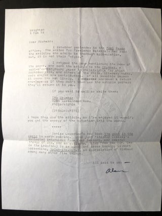 File of 16 letters & postcards, etc., 1973-1992 from Davies to fellow poet Richard Dillon