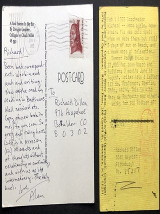 File of 16 letters & postcards, etc., 1973-1992 from Davies to fellow poet Richard Dillon