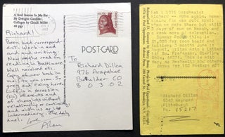 File of 16 letters & postcards, etc., 1973-1992 from Davies to fellow poet Richard Dillon
