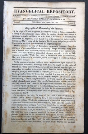 Item #H23134 Evangelical Repository, Vol. I no. 1, January 1816. Ebenezer Harlow Cummins
