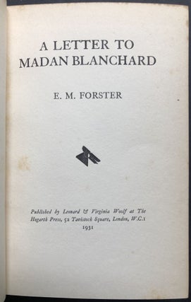 The Hogarth Letters (1933): Forster's A Letter to Madan Blanchard (1931); Visc. Cecil's A Letter to an M. P. on Disarmament (1931); Lehmann's A Letter to a Sister (1931); Mortimer's The French Pictures, A Letter to Harriet (1932); Birrell's A Letter from a Black Sheep (1932); Strong's A Letter to W. B. Yeats (1932); Woolf's A Letter to a Young Poet (1932); Walpole's A Letter to a Modern Novelist (1932); Hardwick's A Letter to an Archbishop (1932); Golding's A Letter to Adolf Hitler (1932); and Quennell's A Letter to Mrs. Virginia Woolf (1932)