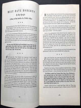1959 flyer for David B. Roberts for Prothonotary, Pittsburgh geared to ...