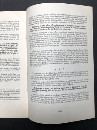 1959 flyer for David B. Roberts for Prothonotary, Pittsburgh geared to ...