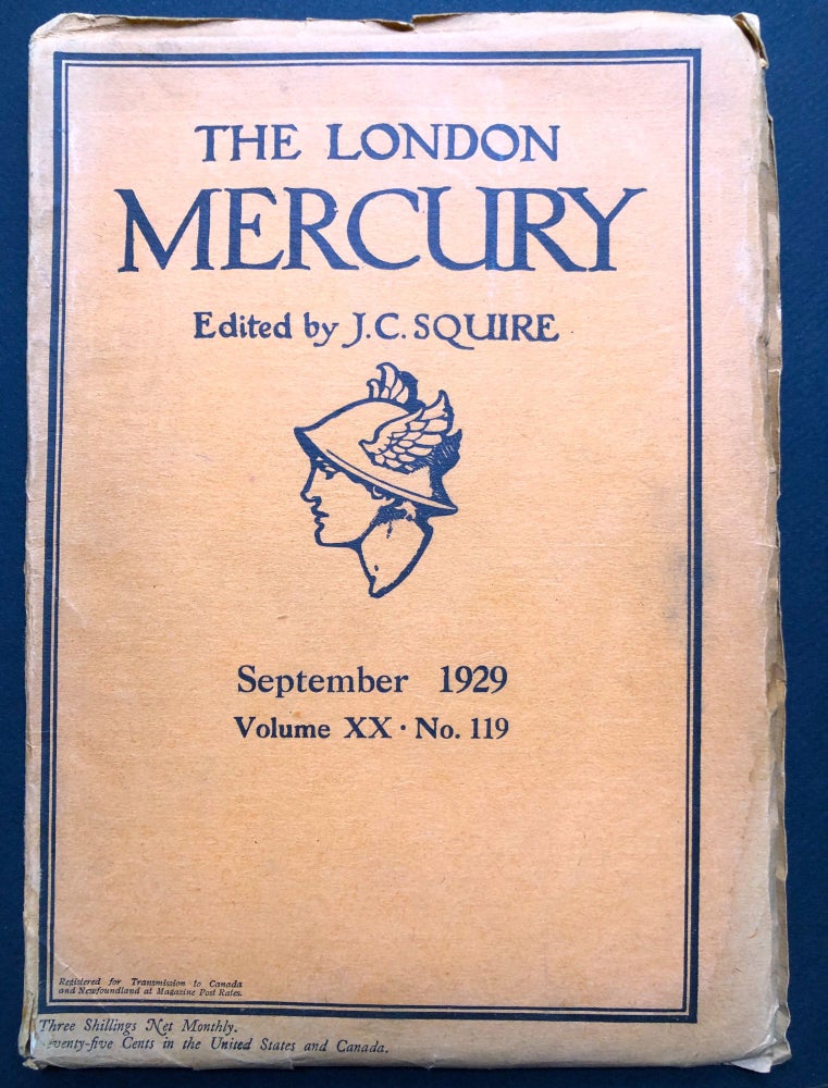 Item #H23341 The London Mercury, September 1929 with "El Quixote del Cine" Geoffrey Household's first published story. Geoffrey Household, Sherwood Anderson.