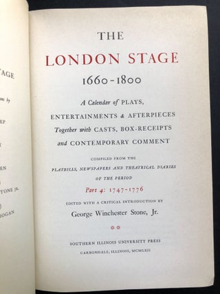 The London Stage, 1660-1800, Part 4, Vol. II: 1747-1776 (Theatrical Seasons 1755-1767)
