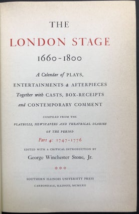 The London Stage, 1660-1800, Part 4, Vol. III: 1747-1776 (Theatrical Seasons 1767-1776)