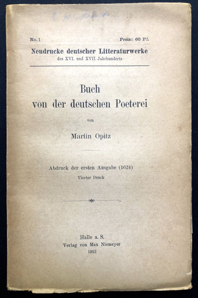 Item #H23507 Buch von der deutschen Poeterie von Martin Opitz, Abdruck der ersten Ausgabe (1624) Vierter Druck. Martin Opitz.