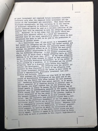 The Origin and Basis of the Male-Female Phenomenon, inscribed 1978 galleys of an article