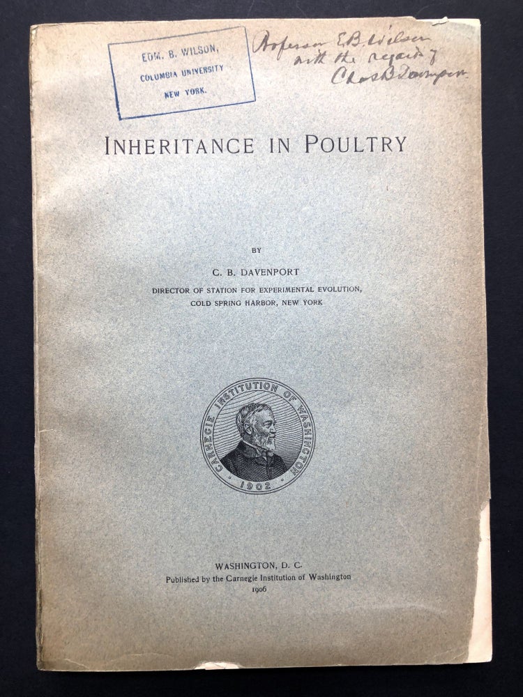 Item #H24017 Inheritance in Poultry -- inscribed to geneticist Edmund B. Wilson. C. B. Davenport, Charles.