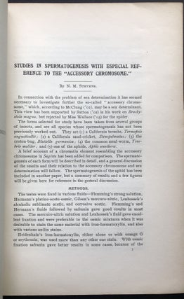 Studies in Spermatogenesis, 2 volumes. With Especial Reference to the "Accessory Chromosone" & Sex Determination
