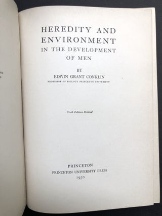 Heredity and the Environment in the development of men - inscribed to his secretary and assistant