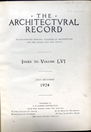 Bound volume of The Architectural Record, Vol. LVI, July to December 1924