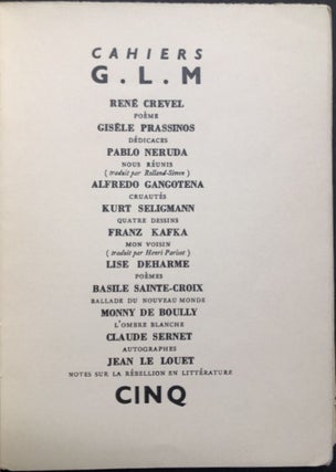 Cahiers G. L. M. Cinquieme Cahier (5th), Avil 1937