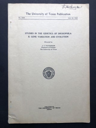 Item #H24485 Studies in the Genetics of Drosophila, II: Gene Variation and Evolution -- the copy...