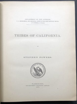 Tribes of California; Contributions to North American Ethnology, Vol. III