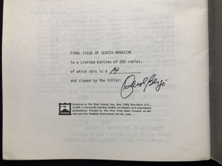 Center No. 13, 1984, "Final Issue" one of 200 signed by Berge