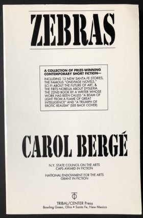 Item #H24687 Zebras, inscribed to an old friend. Carol Berg&eacute