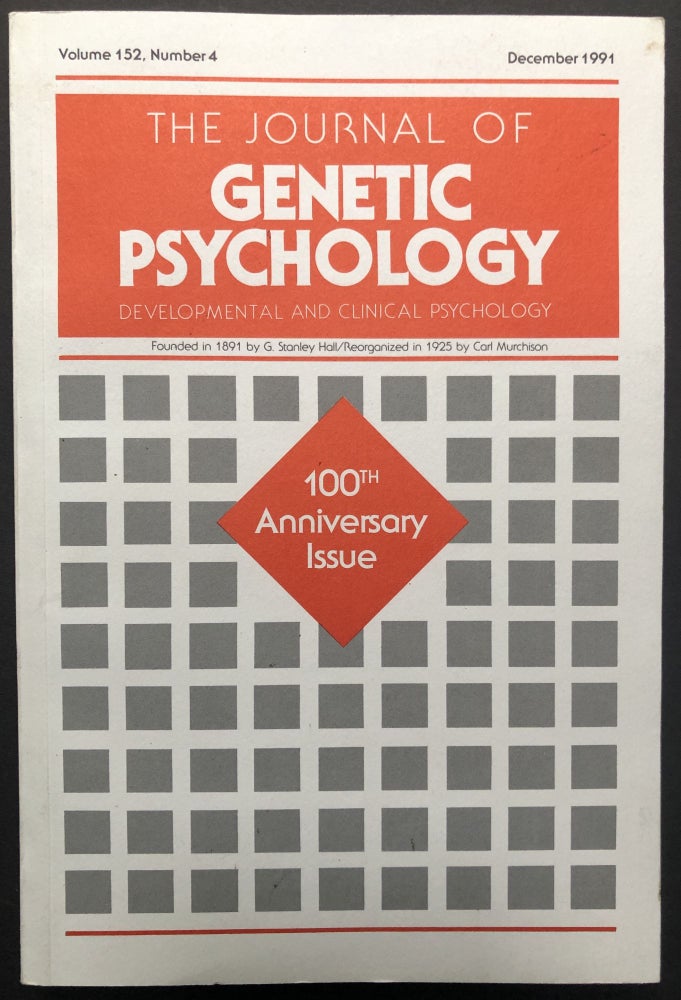 Item #H24752 The Journal of Genetic Psychology, Vol. 152 no. 4, December 1991, 100th Anniversary Centennial Issue. John D. Hogan, eds Dennis N. Thompson.