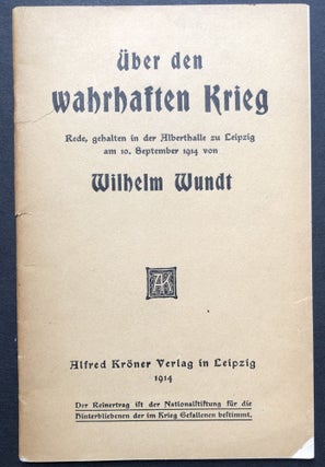 Item #H24838 Über den wahrhaften Krieg. Wilhelm Wundt