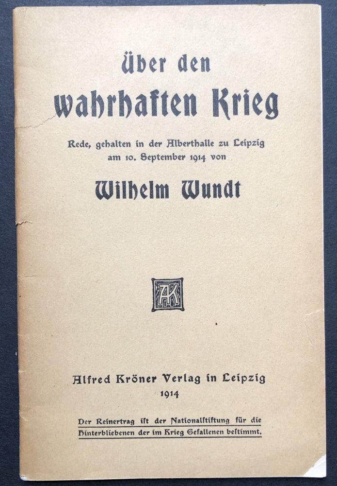 Item #H24838 Über den wahrhaften Krieg. Wilhelm Wundt.