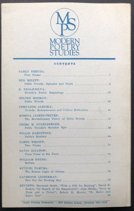 MPS, Modern Poetry Studies, Vol. V no. 1 Spring 1974, Pablo Neruda Memorial Issue