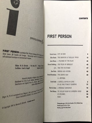 First Person, Vol. I no. 3, Spring-Summer 1961