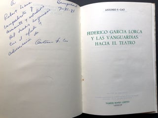 Federico Garcia Lorca y las Vanguardias: Hacia el Teatro, inscribed copy