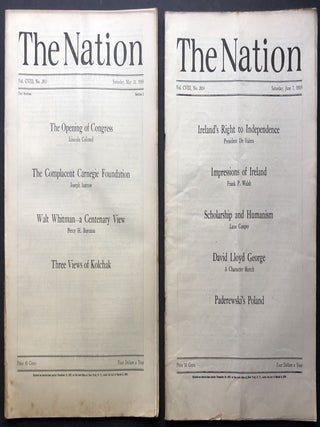 The Nation, complete year 1919, Vol. CVIII no. 2792 - Vol. CIX no. 2843, Jan. 4 - Dec . 27, 1919