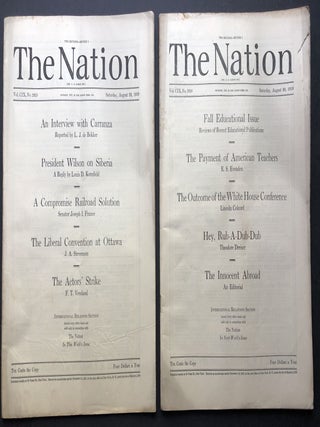 The Nation, complete year 1919, Vol. CVIII no. 2792 - Vol. CIX no. 2843, Jan. 4 - Dec . 27, 1919