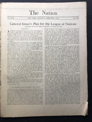 The Nation, complete year 1919, Vol. CVIII no. 2792 - Vol. CIX no. 2843, Jan. 4 - Dec . 27, 1919