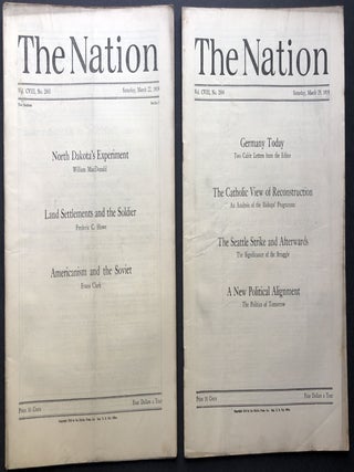 The Nation, complete year 1919, Vol. CVIII no. 2792 - Vol. CIX no. 2843, Jan. 4 - Dec . 27, 1919
